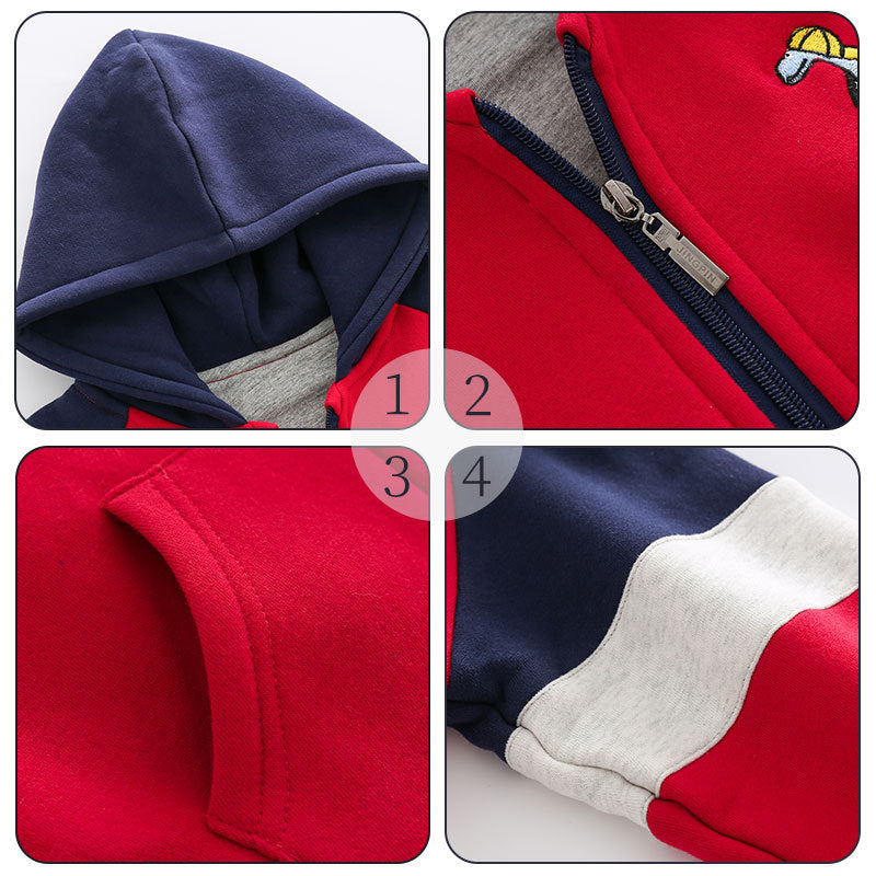 Children's Cartoon Little Dinosaur Hooded Zipper Cardigan Stitching Jacket