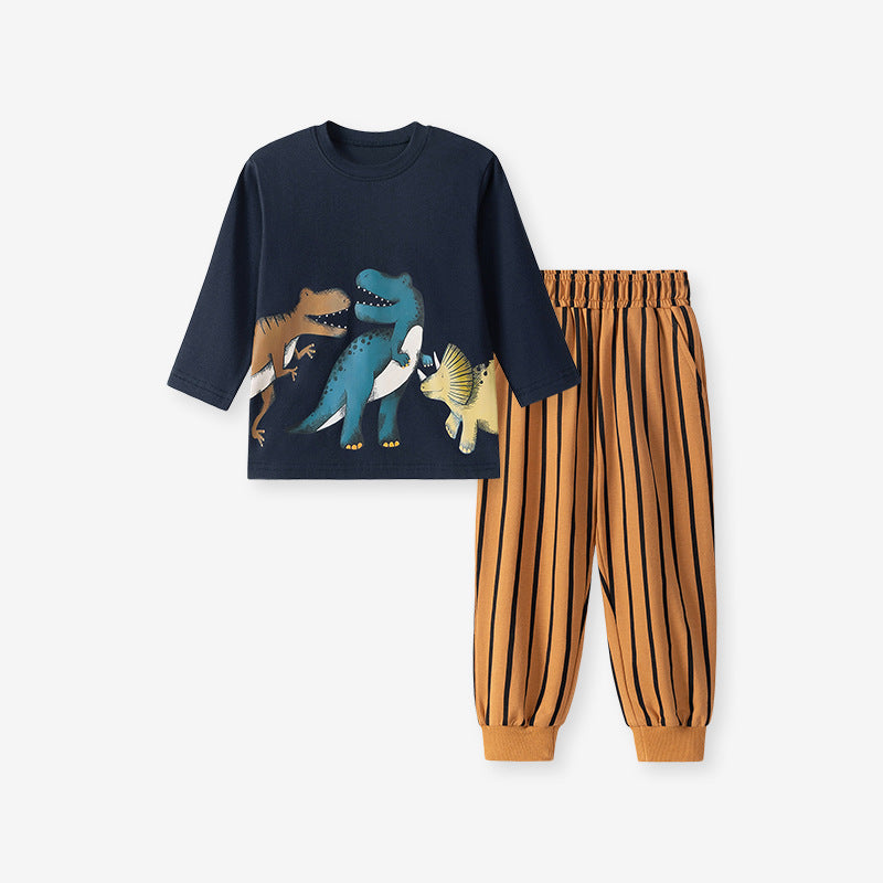 Autumn Male Cartoon Striped Children Suit