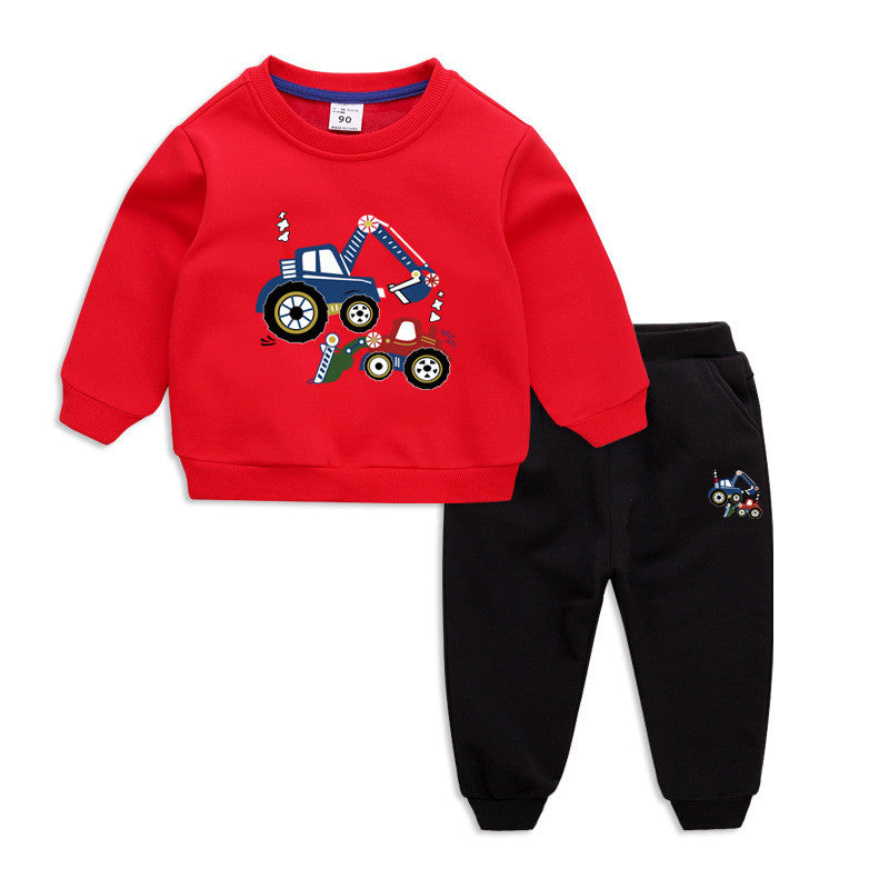 Children's Sweater Suit winter Clothes Plus Velvet Thickening