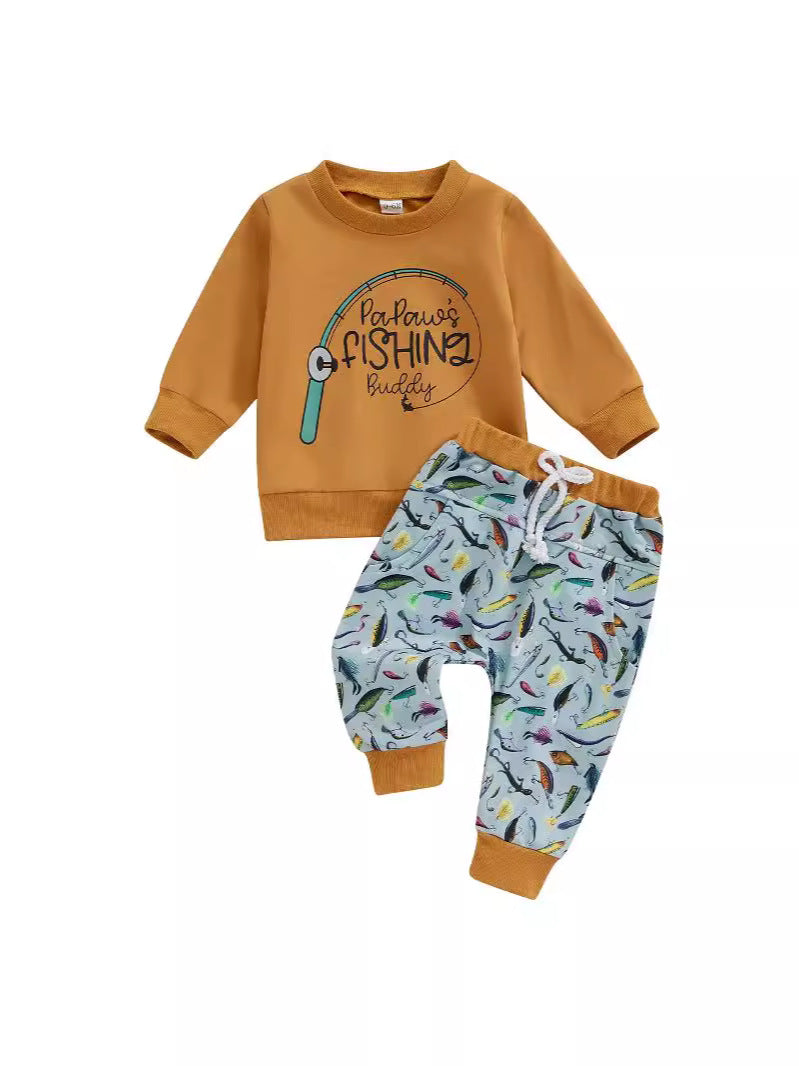 Boys Fashion Personality Sweater Trousers Suit