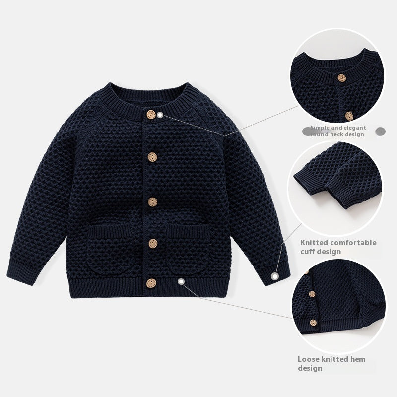 Boys' Fall Winter Coat Round Neck Sweater